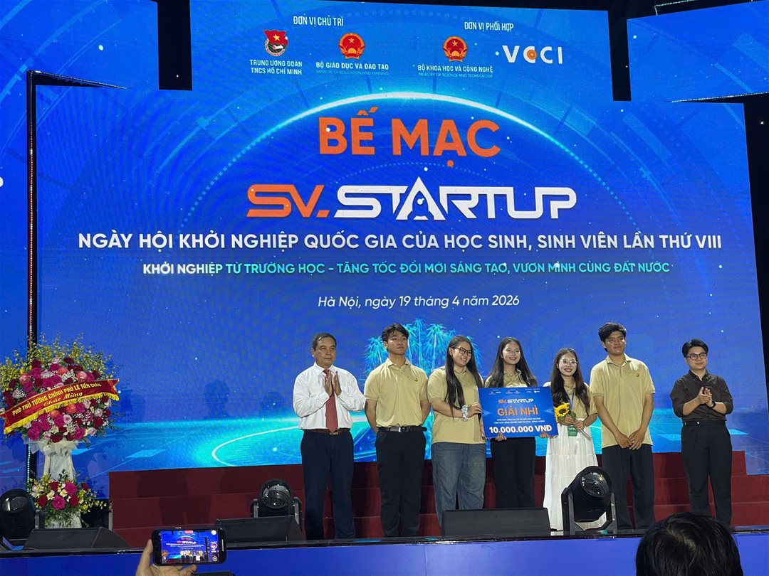 Sinh viên LHU đạt giải Nhì SV.STARTUP 2026 với dự án “Thực phẩm chay từ hạt điều”